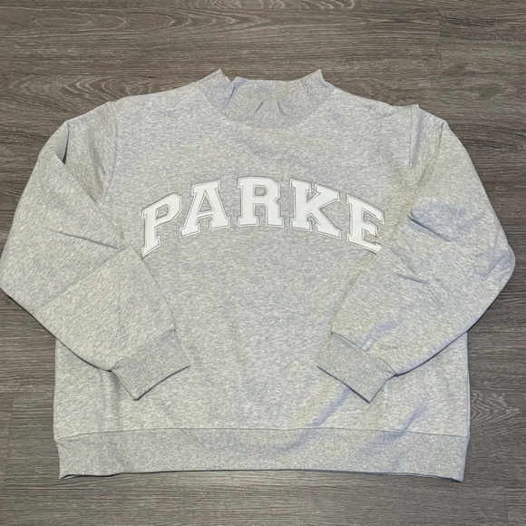 PARKE Nostalgia Varsity Mockneck Classic Grey + White NWT - Picture 2 of 7